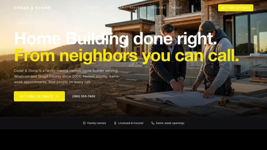 Home Building Bold Performance demo website thumbnail