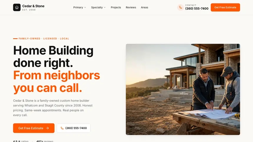 Home Building Approachable Support demo website thumbnail