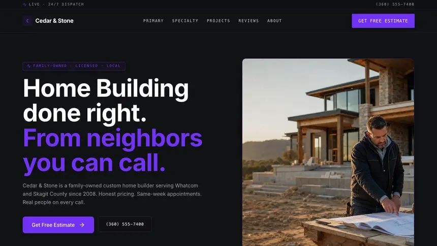 Home Building Deep Contrast demo website thumbnail