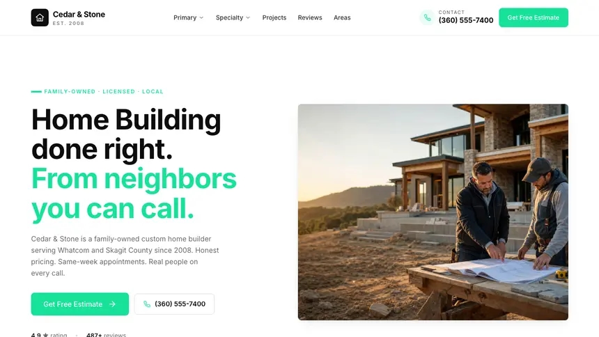 Home Building Bright Docs demo website thumbnail