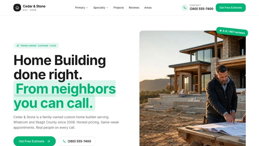 Home Building Open Canvas demo website thumbnail