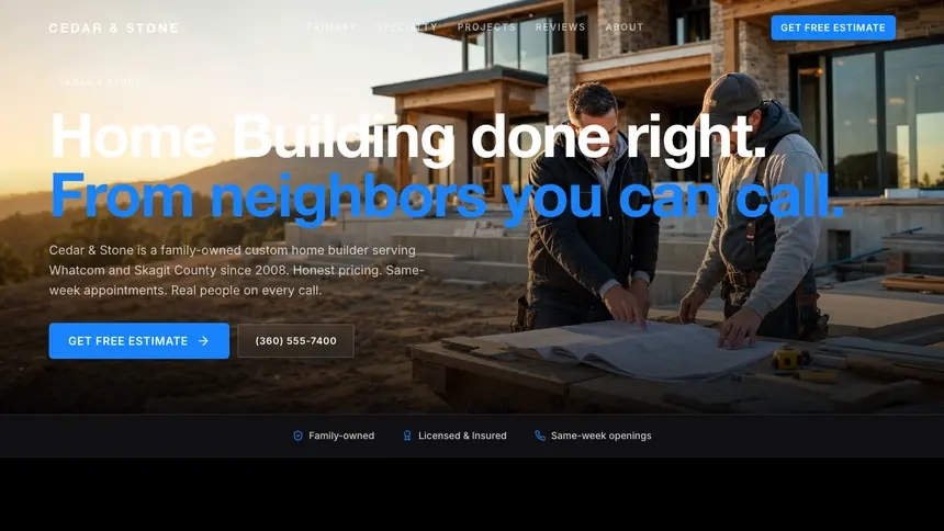 Home Building Dynamic Bold demo website thumbnail