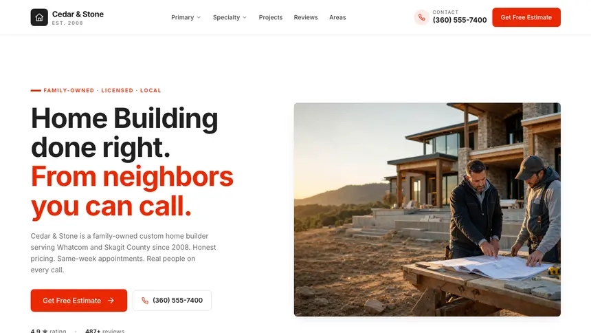 Home Building Technical Clean demo website thumbnail