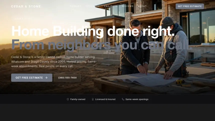 Home Building Creative Studio demo website thumbnail