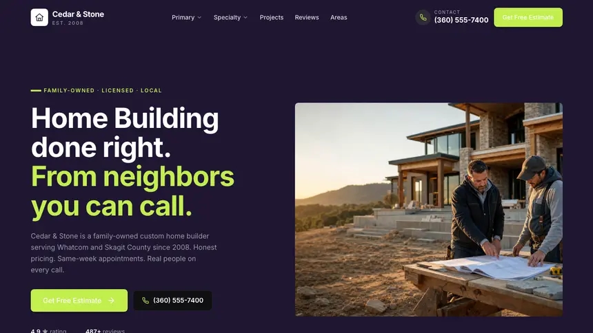 Home Building Focused Monitor demo website thumbnail