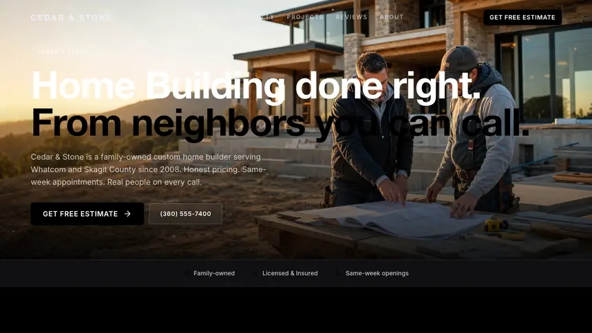 Home Building High Contrast demo website thumbnail