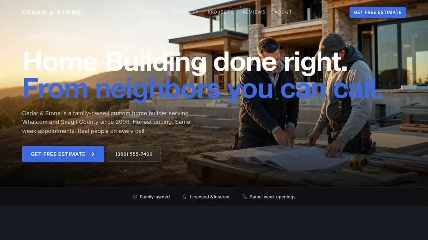 Home Building Futuristic Minimal demo website thumbnail