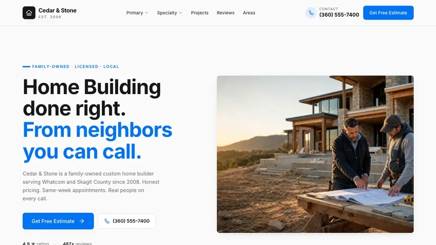 Home Building Monochrome Modern demo website thumbnail