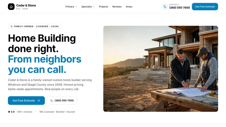 Home Building Editorial Bold demo website thumbnail