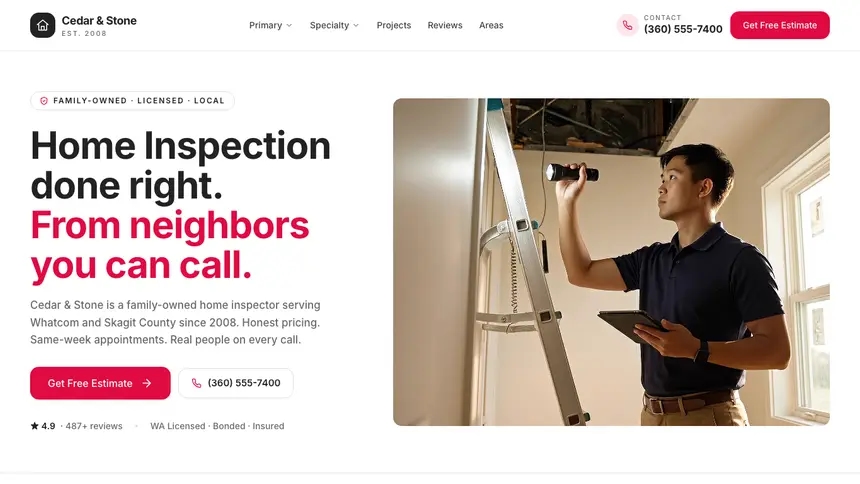 Home Inspection Warm Hospitality demo website thumbnail