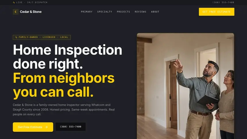Home Inspection Bold Contrast demo website thumbnail