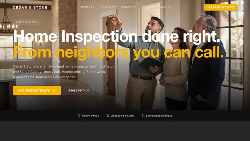 Home Inspection Performance Accent demo website thumbnail