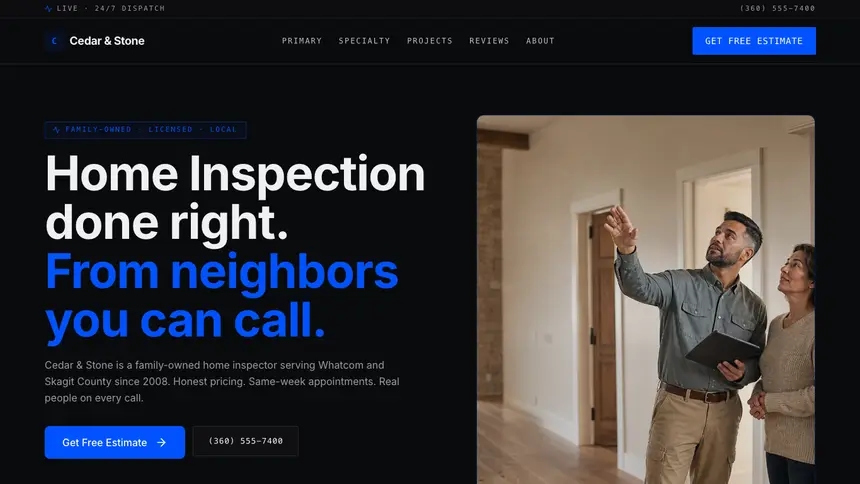 Home Inspection Trusted Finance demo website thumbnail