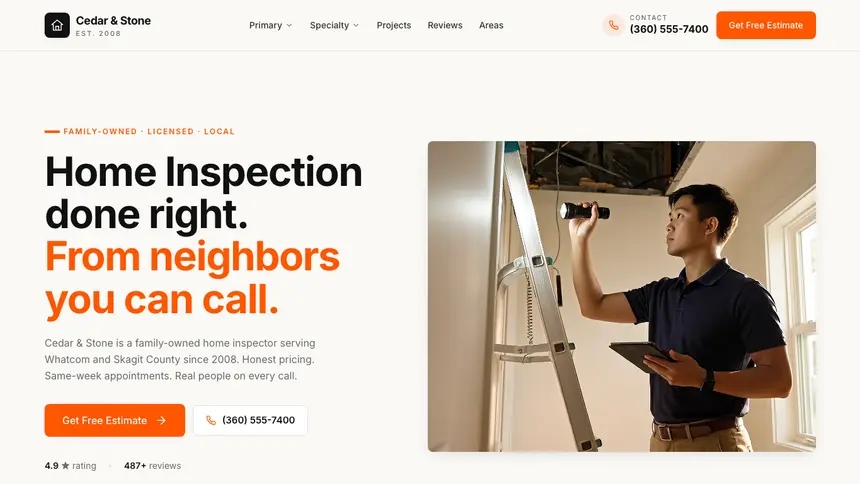 Home Inspection Approachable Support demo website thumbnail