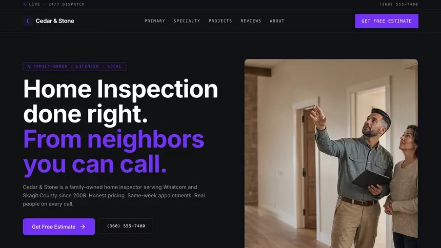 Home Inspection Deep Contrast demo website thumbnail