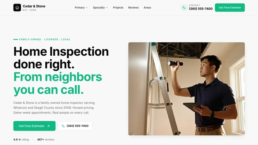 Home Inspection Sleek Minimal demo website thumbnail