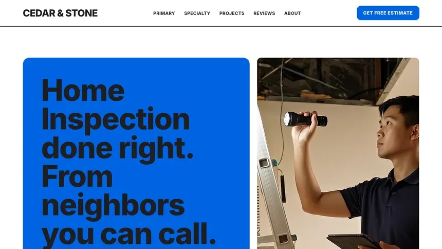 Home Inspection Open Social demo website thumbnail