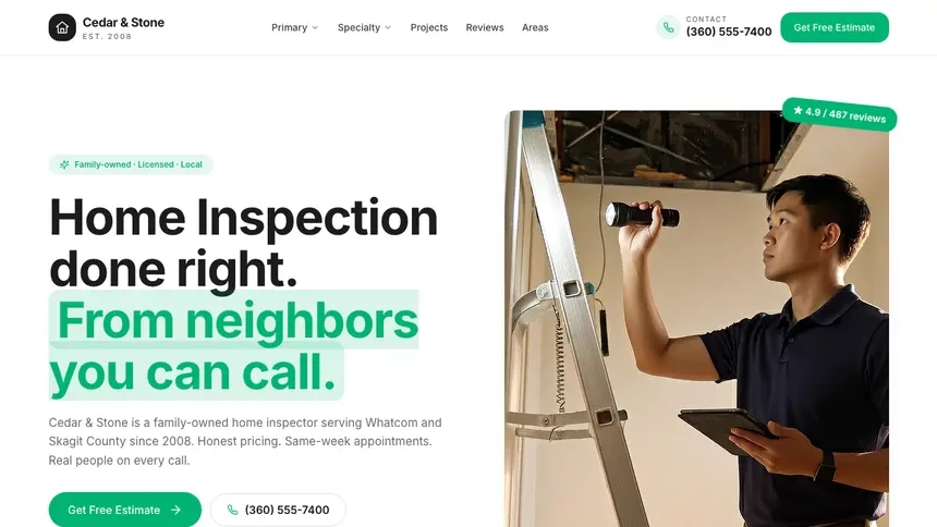 Home Inspection Open Canvas demo website thumbnail
