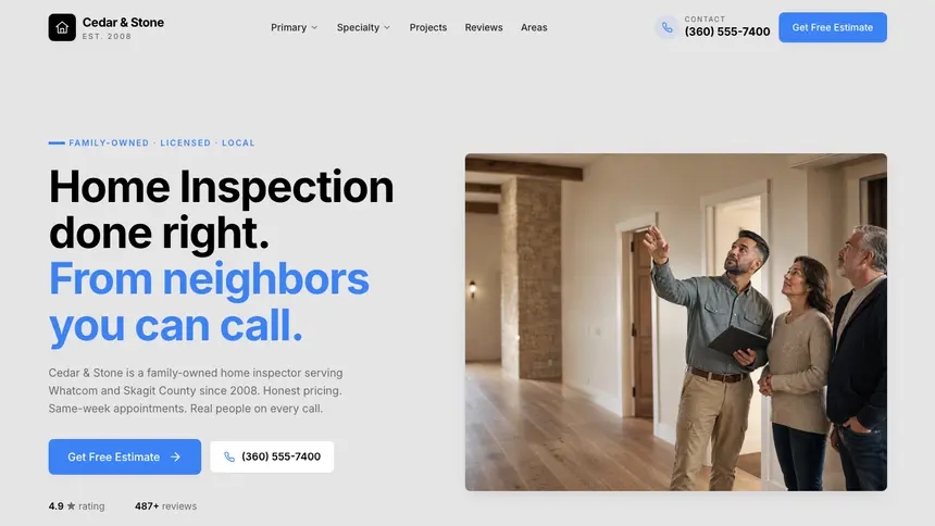 Home Inspection Friendly Minimal demo website thumbnail