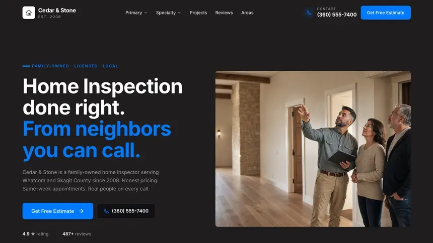 Home Inspection Developer Dark demo website thumbnail
