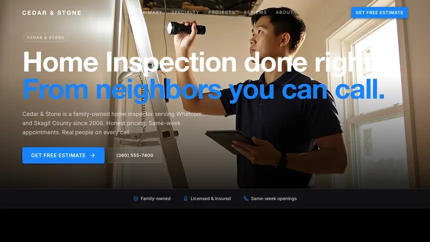 Home Inspection Dynamic Bold demo website thumbnail