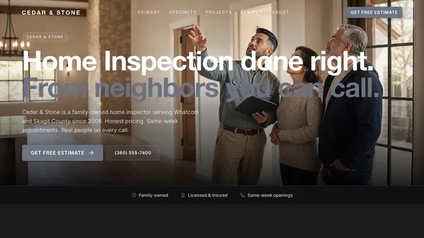 Home Inspection Creative Studio demo website thumbnail
