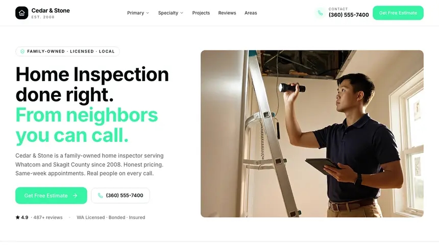 Home Inspection Commerce Ready demo website thumbnail