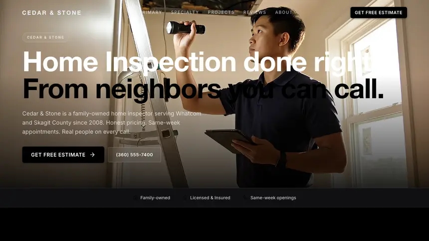 Home Inspection High Contrast demo website thumbnail