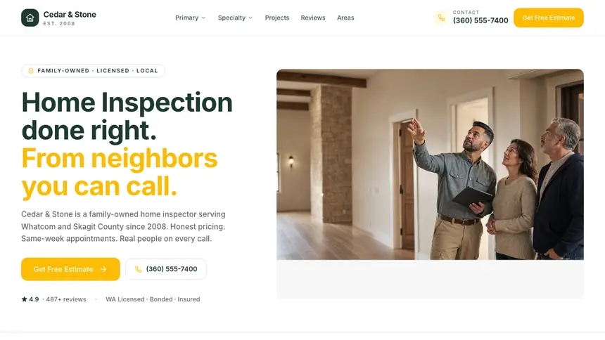 Home Inspection Warm Retail demo website thumbnail