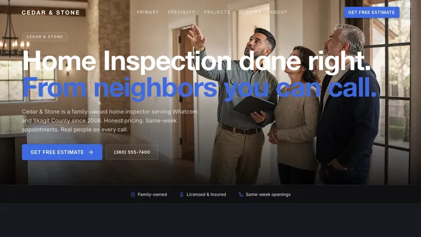 Home Inspection Futuristic Minimal demo website thumbnail