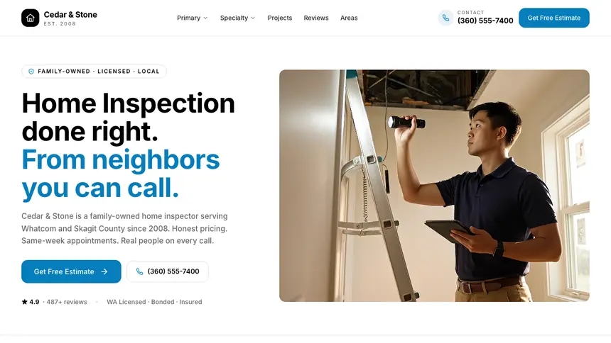 Home Inspection Editorial Bold demo website thumbnail