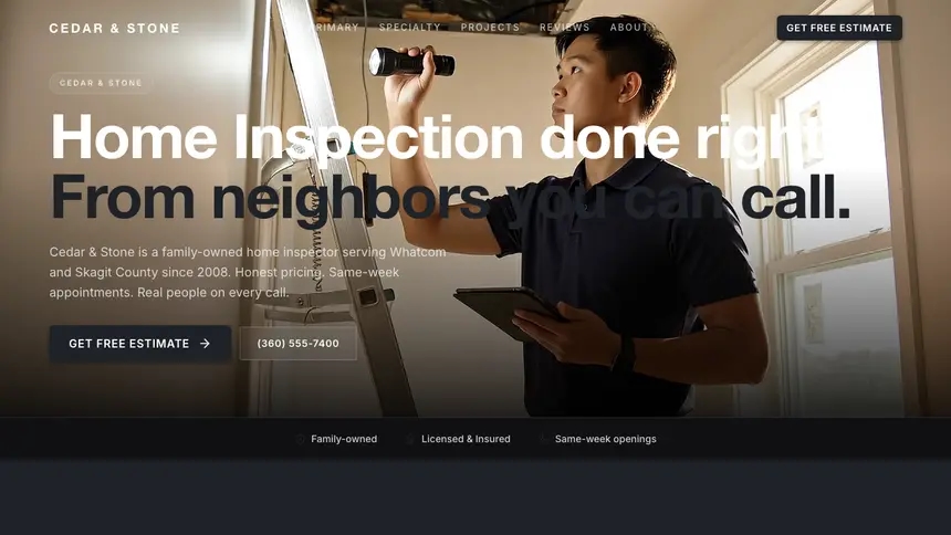 Home Inspection Stark Minimal demo website thumbnail