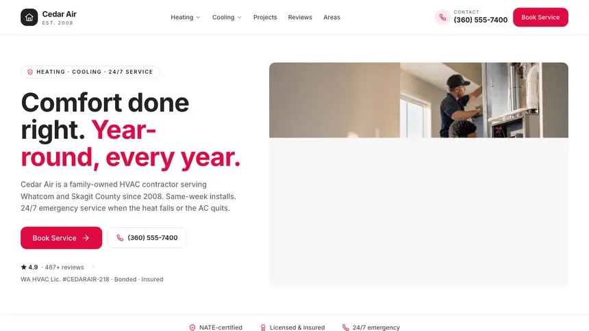 HVAC Warm Hospitality demo website thumbnail