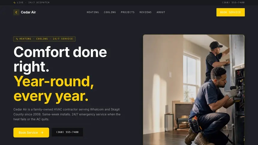 HVAC Bold Contrast demo website thumbnail