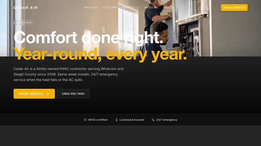 HVAC Performance Accent demo website thumbnail