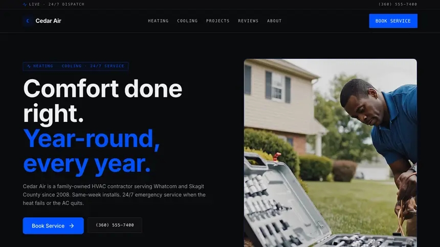 HVAC Trusted Finance demo website thumbnail
