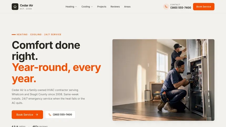 HVAC Focused Dark demo website thumbnail