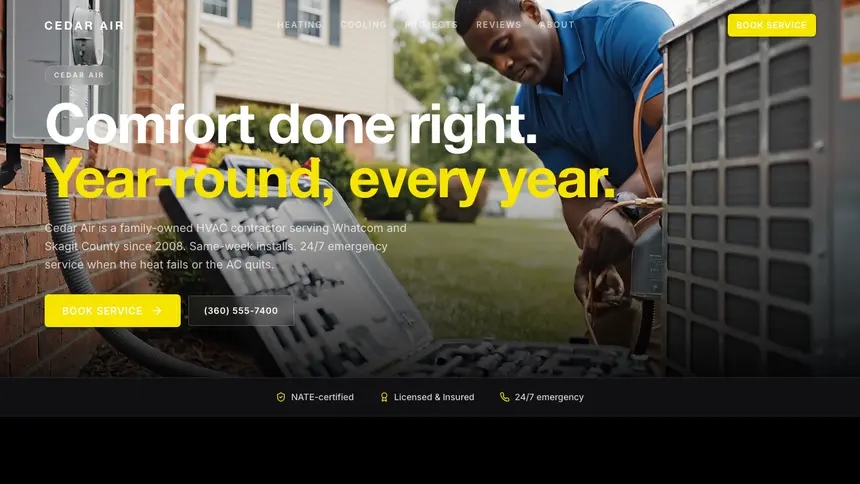 HVAC Bold Performance demo website thumbnail