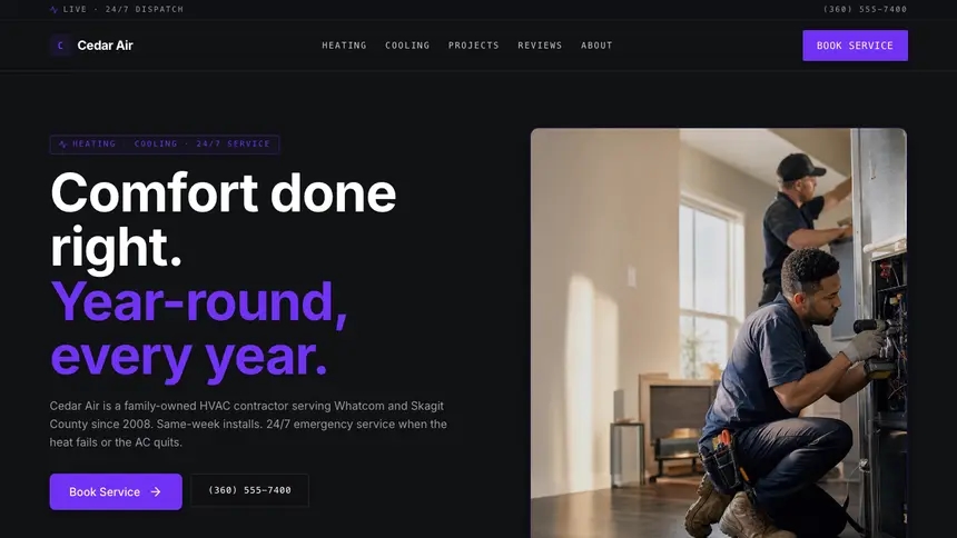 HVAC Deep Contrast demo website thumbnail