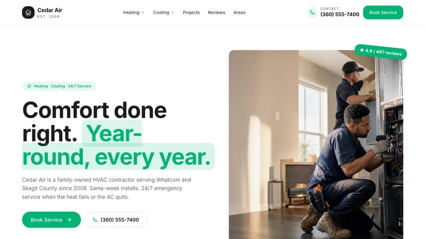 HVAC Open Canvas demo website thumbnail