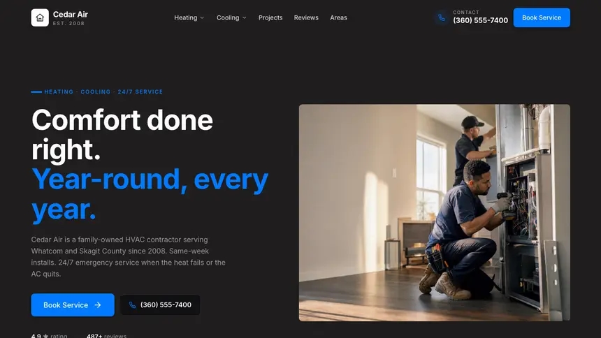 HVAC Developer Dark demo website thumbnail