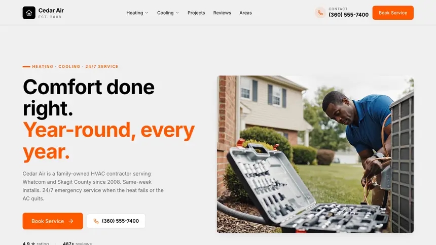HVAC Minimal Mail demo website thumbnail