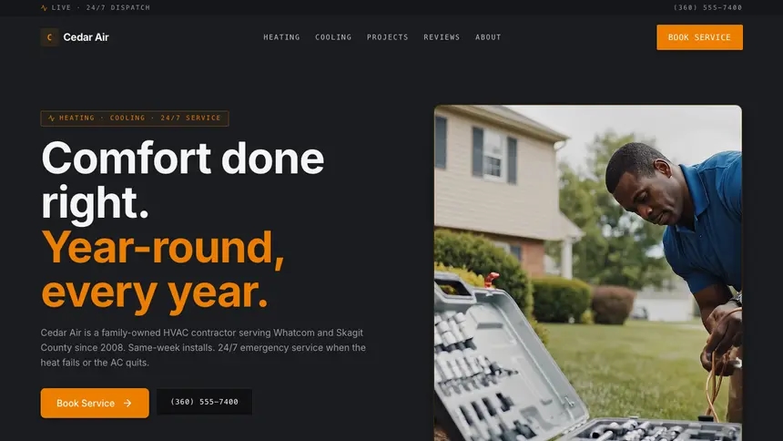 HVAC Modern Finance demo website thumbnail