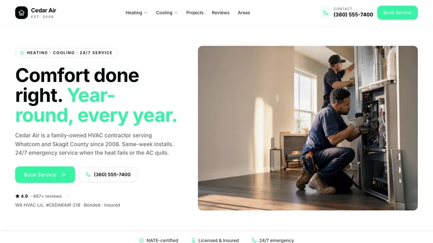 HVAC Commerce Ready demo website thumbnail