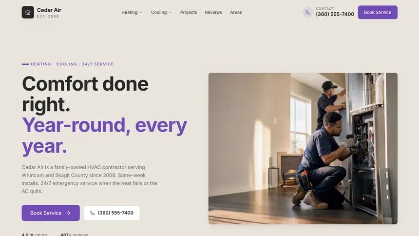 HVAC Sleek Premium demo website thumbnail