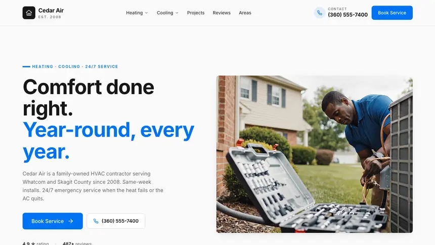 HVAC Monochrome Modern demo website thumbnail