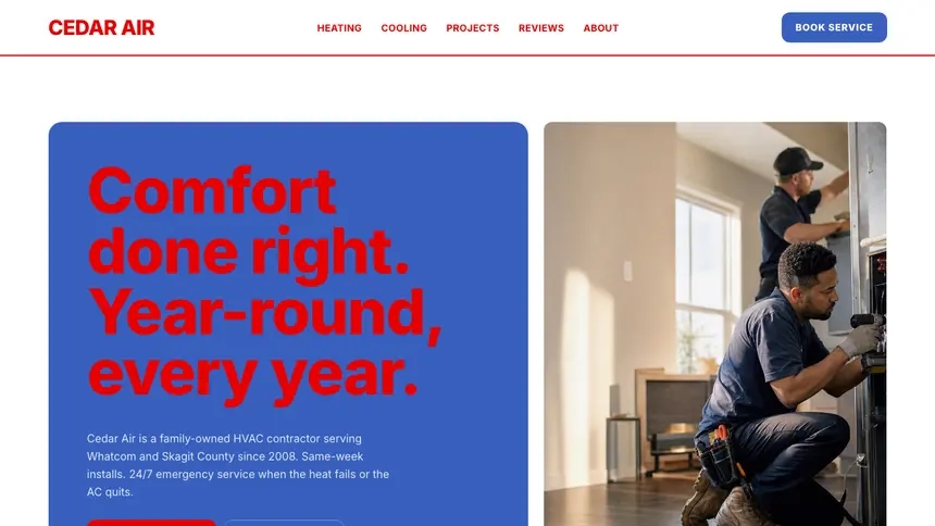 HVAC Confident Telecom demo website thumbnail