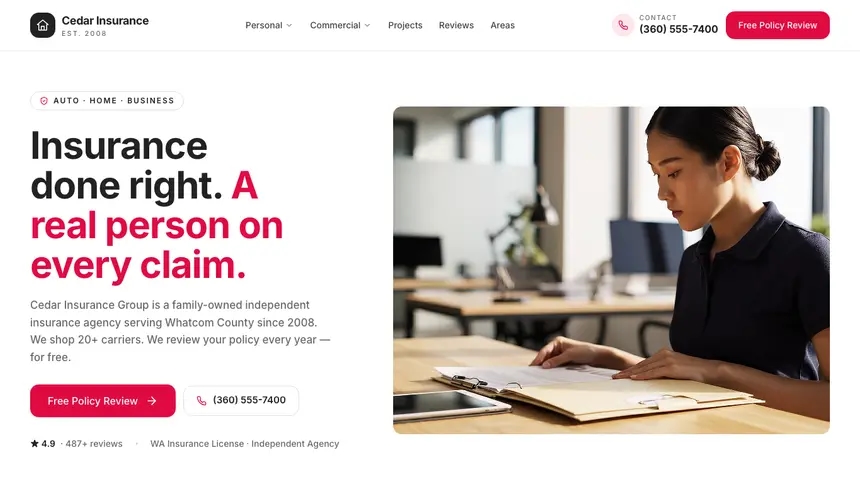 Insurance Warm Hospitality demo website thumbnail