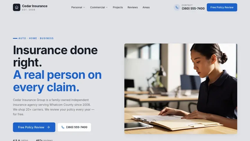 Insurance Structured Grid demo website thumbnail