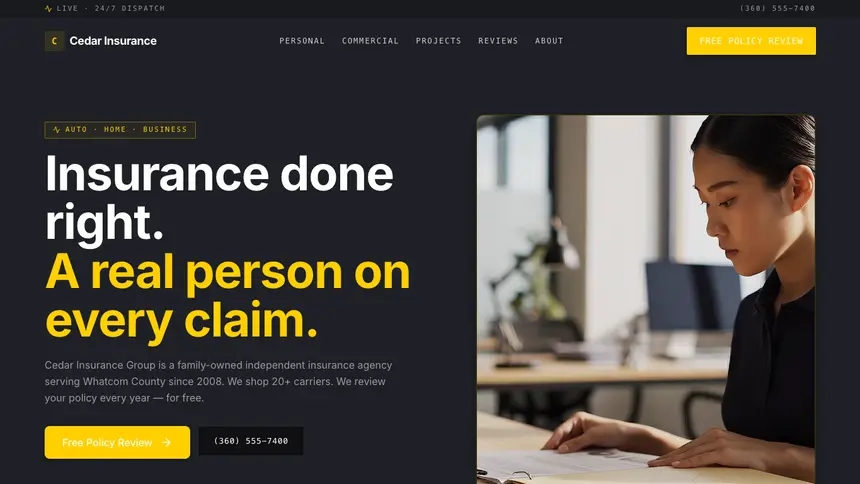 Insurance Bold Contrast demo website thumbnail